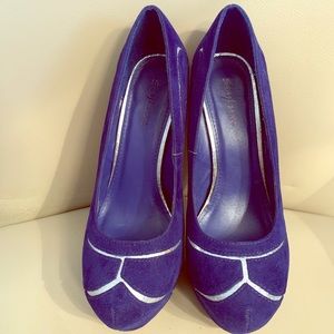 Styluxe blue faux suede with silver pumps 9